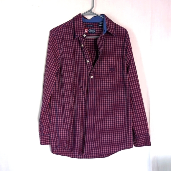 Chaps Navy Pink Plaid Long Sleeve Button Up Size Small - Picture 1 of 5